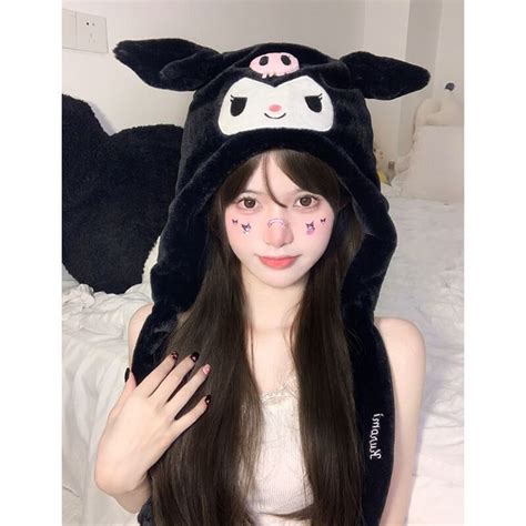 Material Fleece Fiber Color Black Kuromi Ears Are Movable Hello