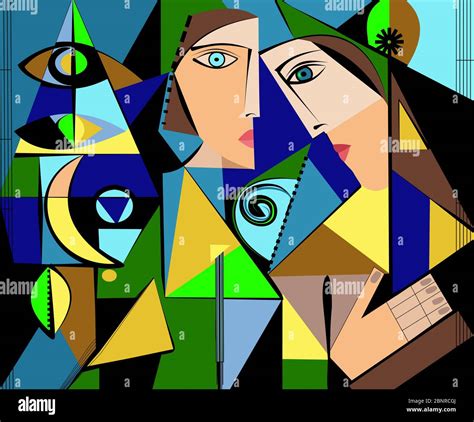 Colorful Background Cubism Art Styleabstracts Portraits Stock Vector