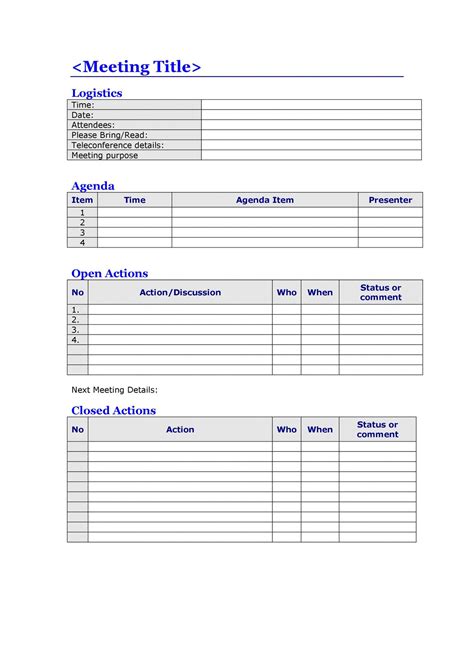 Word Agenda Template Free Download