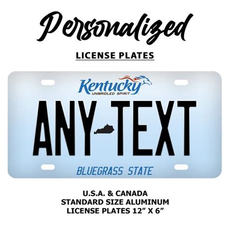 Kentucky License Plate Personalize With Any Name Or Text Etsy