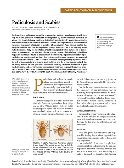 Pdf Pediculosis And Scabies