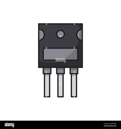 Transistor Chip Vector Icon Symbol Electronic Component Isolated On