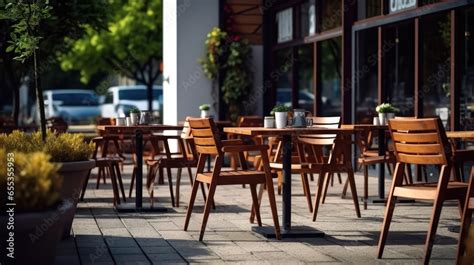 modern outside cafe seating area Stock Photo | Adobe Stock