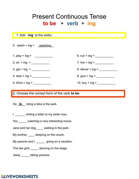 Present Continuous Tense Worksheet Grade 5