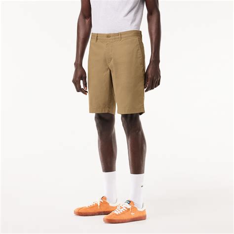 Mens Slim Fit Stretch Cotton Bermuda Shorts Beige Lacoste