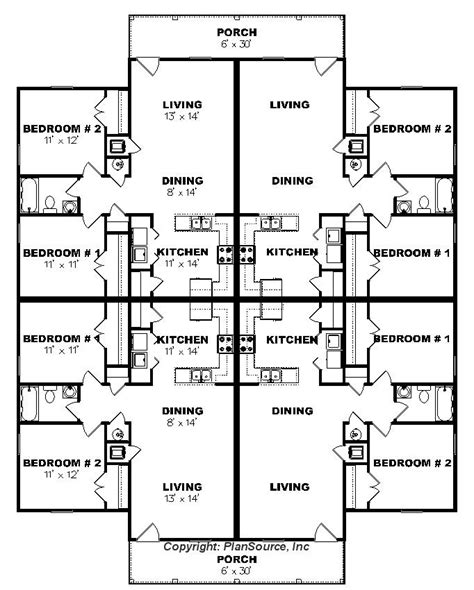 25 4 Plex 4 Unit Apartment Building Floor Plans Best New Home Floor Plans