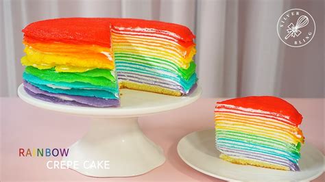 레인보우 크레이프 케이크 만들기│rainbow Crepe Cake 홈베이킹home Baking Youtube