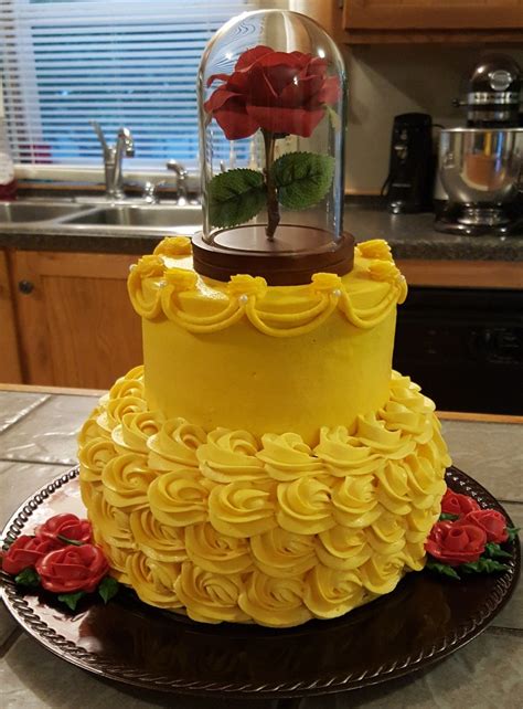 Elegant Beauty And The Beast Cake For An Older Adult Birthday Party