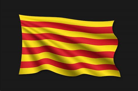 Ondeando La Bandera De Plantilla De Cataluña Vector Premium