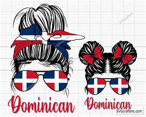 Messy Bun Dominican Republic Flag Svg Png, Dominican Republic flag