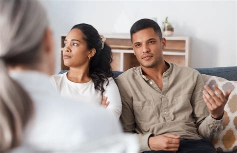 Premium Photo Angry Couple On Sofa Therapy And Marriage Counselling