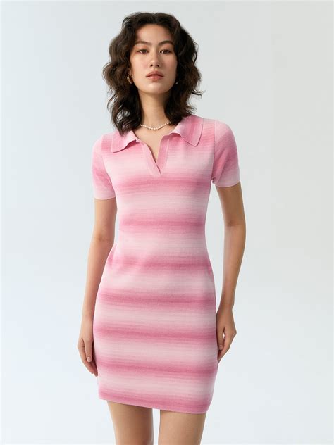 Strip Mini Dress Pink Pomelo Fashion