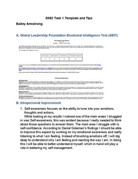 D Task Template And Tips Global Leadership Foundation Emotional