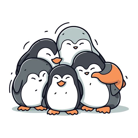 Cute penguin family. Vector illustration of a cartoon penguin family ...