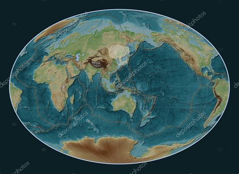 Placa tectónica Amur en el mapa de elevación de estilo Wiki en la