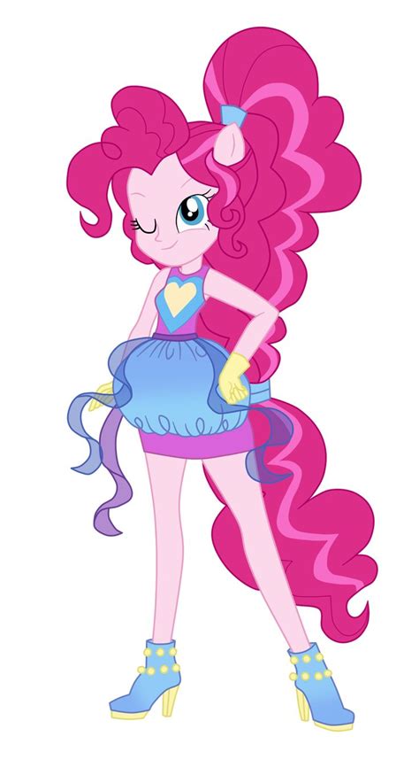 A Pinkie Pony With Long Hair And Blue Shoes