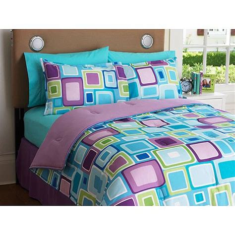 Aqua Bedding For Teens Your Zone Reversible Comforter And Sham Set