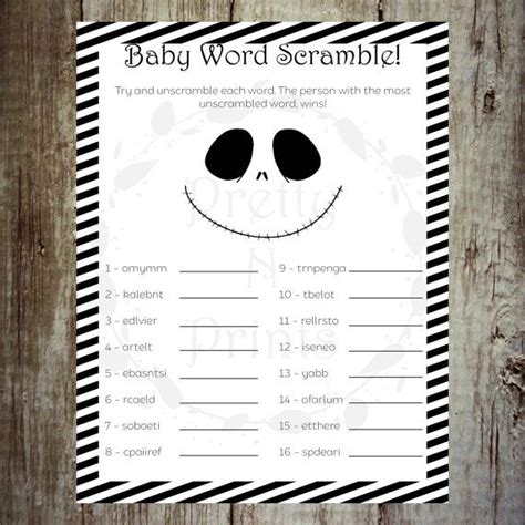 Baby Shower Word Scramble The Nightmare Before Christmas Baby