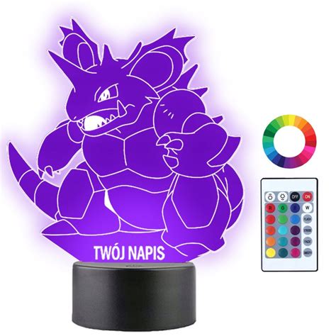 Lampka Nocna Dla Dzieci Pokemon Nidoking Prezent Tw J Napis Imi D Led