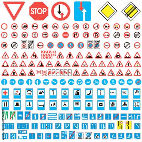 Different Highly Detailed And Fully Editable Vector Traffic Road Sign