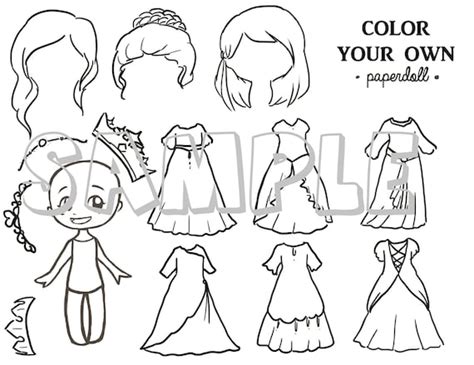 Digital File Color Your Own Princess Paper Doll Etsy