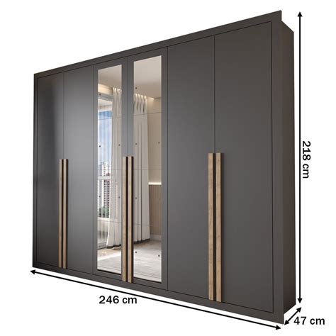 Guarda Roupa Casal Severo 6 Portas 6 Gavetas Com Espelho - Guarda-Roupa Casal Severo 6 Portas 6 Gavetas com Espelho Preto ...