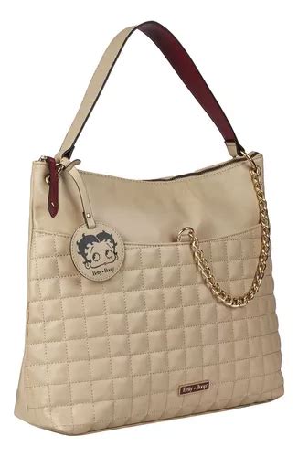 Bolsa Hobo Betty Boop Feminina Matelassê Metais Corrente Cor Bege