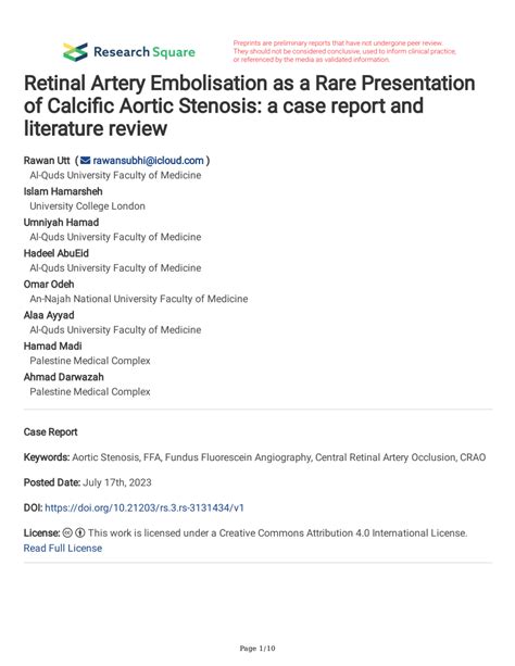 Pdf Retinal Artery Embolisation As A Rare Presentation Of Calcific