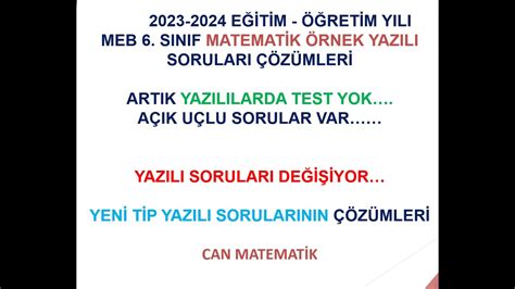 2023 2024 6 SINIF ORTAK YAZILI SORULARI AÇIK UÇLU SORU ÇÖZÜMLERİ