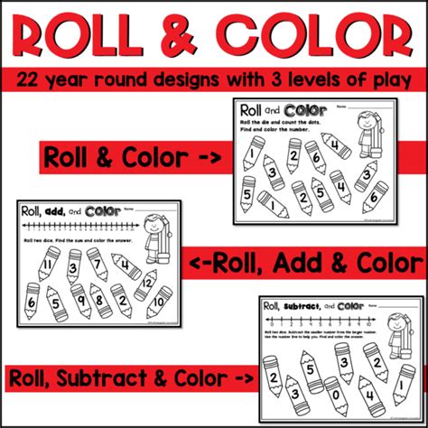 Roll and Color/Roll and Trace Dice Math Games - The Kindergarten Connection