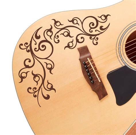 Pro Acoustic Floral Swirl. Guitar Vinyl Matte Decal Sticker. – DesignDivil