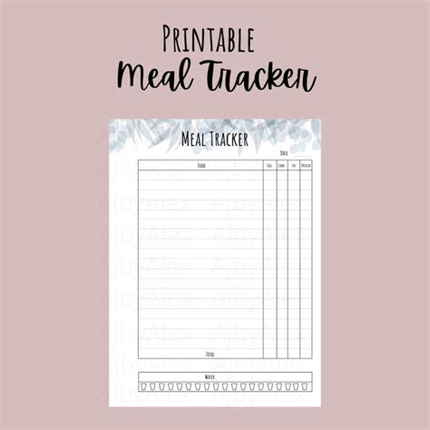 Food Journal Printable Macro Tracker Food Diary Meal Etsy Food