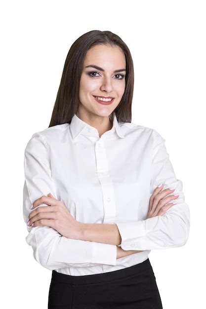 Premium Photo Isolated Portrait Of A Smiling Businesswoman Standing