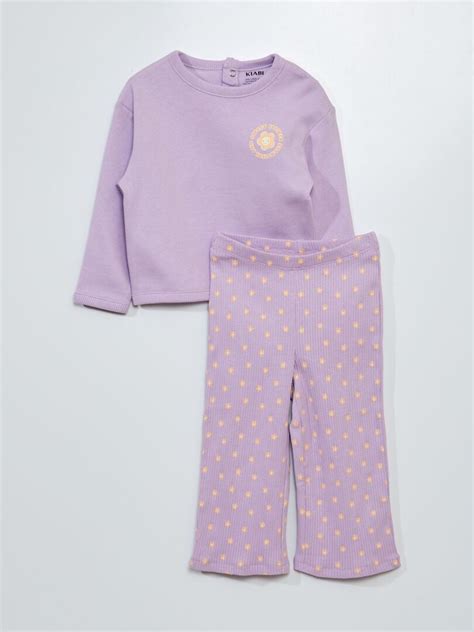 Conjunto De Pijama Con Motivo Sudadera Legging Piezas Purpura