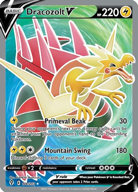 Dracozolt V Full Art Swsh Evolving Skies Pokemon