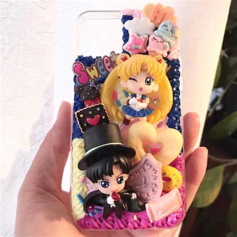 Kawaii Diy Sailor Moon Iphone Decoden Custom Manga Anime Phone Etsy