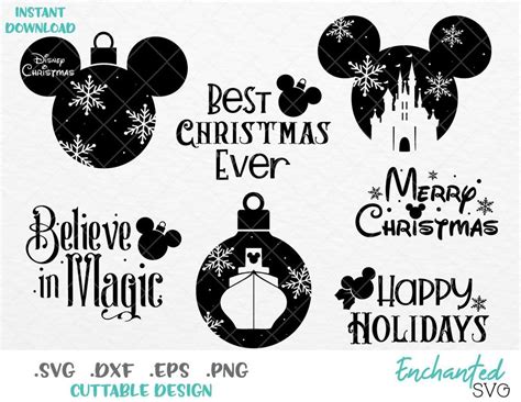 Mickey Ears Disney Christmas Inspired Bundle Svg Eps Dxf Png Formats