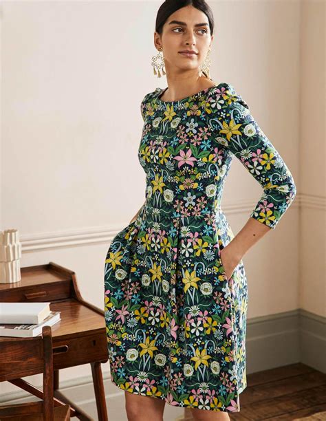 Boden Marie Jersey Dress French Botanical In Blue Lyst