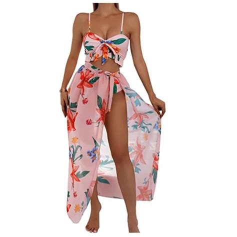 Maillot De Bain Bikini Pi Ces Jupe De Plage Imprim Fleur Bikini