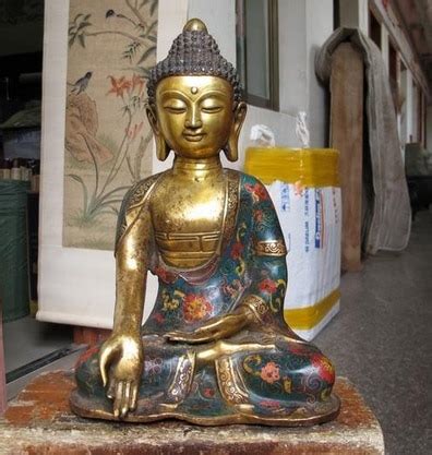 Xd Tibet Folk Fane Bronze Gild Cloisonne Tathagata Sakyamuni