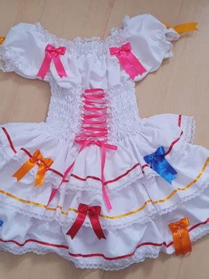 Vestido Festa Junina Noivinha Caipira Branco Tamanho Compre