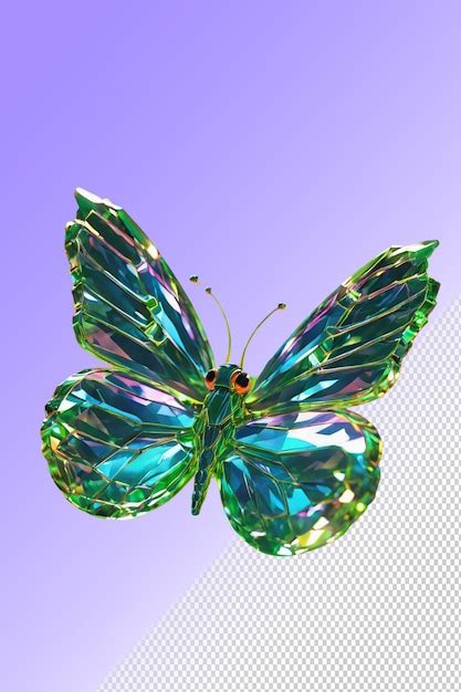 Una mariposa con alas verdes y azules se muestra con un fondo púrpura