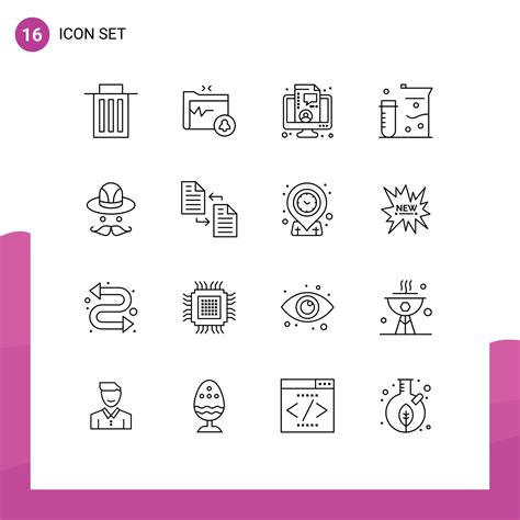 Mobile Interface Outline Set of 16 Pictograms of hat science business ...