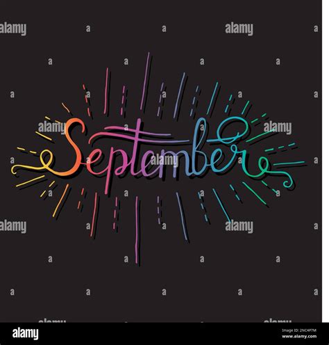 Hand Drawn Ink Lettering Hello September Isolated Black On White