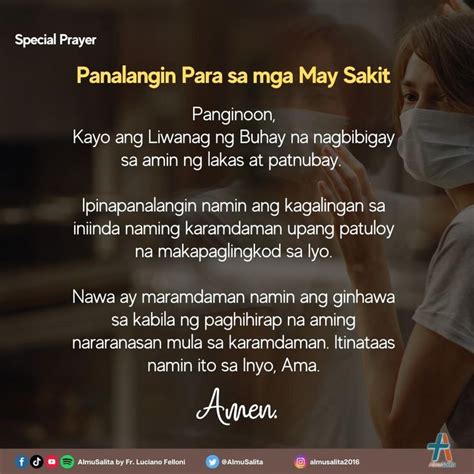 Espesyal Na Panalangin Panalangin Para Sa Mga May Sakit Dinggin Mo