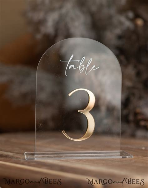 Acrylic Arch Table Numbers Clear Acrylic Gold Signs Gold Plexi Table