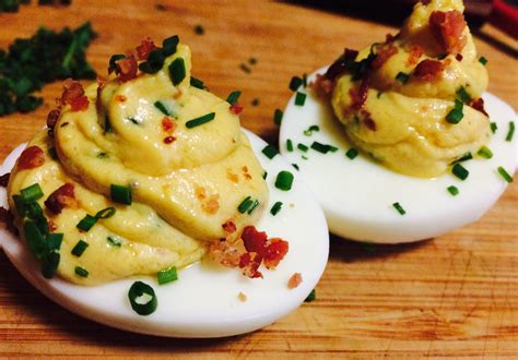 Homemade Deviled Eggs With Brown Butter Bacon And Chive R Food