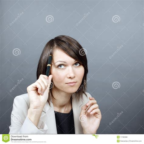 Woman Holding A Pen Stock Photo Image Of Calm Pencil 17782388