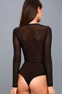 Sexy Black Bodysuit Lace Bodysuit Long Sleeve Bodysuit