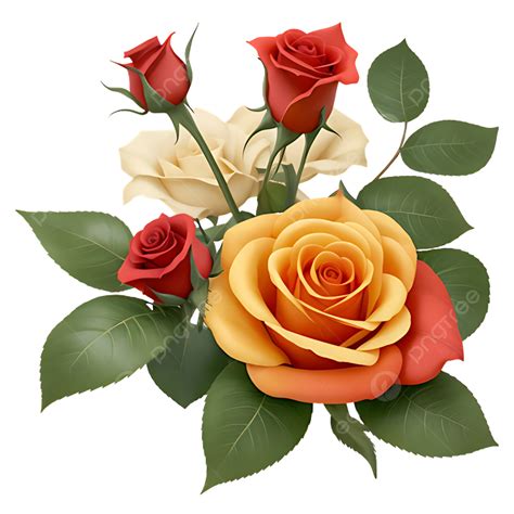 The Nature Red Rose Flower With Green Leaf Vector Red Rose Flower